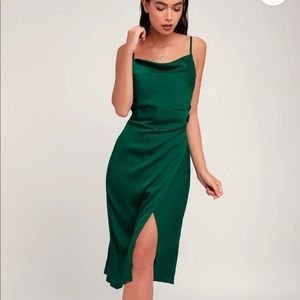 Lulus Satin Emerald Dress NEW WITH TAGS